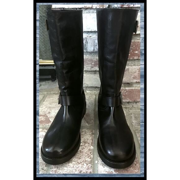 Free People Black Leather Two Buckle Ride Or Die Engineer Boots Size 8.5298 - Picture 3 of 8